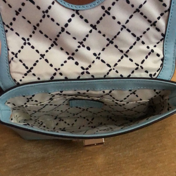 Vintage Kate Spade cross body purse. Light blue with silver hardware. - Picture 4 of 5